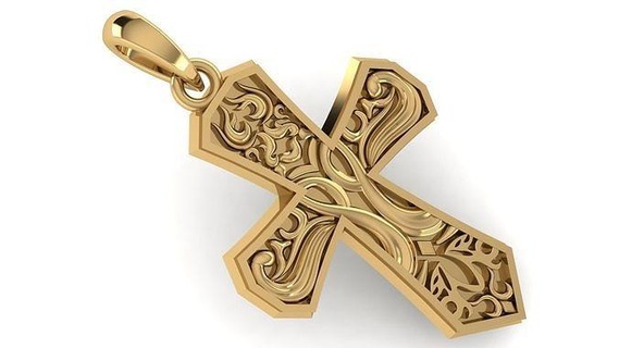 cross pendant cr189 printable classic gold silver antique god jesus crucifix shaped poly christians art retro leight weight jewelry pendants 3d print model - Mito3D