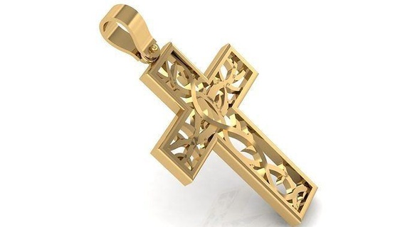 cross pendant cr18 symbol religion church 3d cad new classic mens man cutout gold silver antique printable lowpoly lightweight jewelry pendants 3d print model - Mito3D