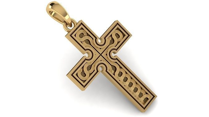 cross pendant cr195 printable classic gold silver antique god jesus crucifix shaped poly christians art retro leight weight jewelry pendants 3D print model - Mito3D
