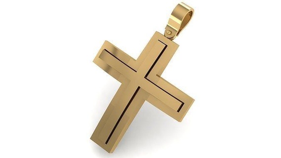 Kreuz Anhänger cr32 Symbol Kirche Christian Religion Silber Gold Neu Rose übermalbar klassisch alt modisch Juwel Licht Gewicht 3d cad Lowpoly Schmuck 3d print model - Mito3D