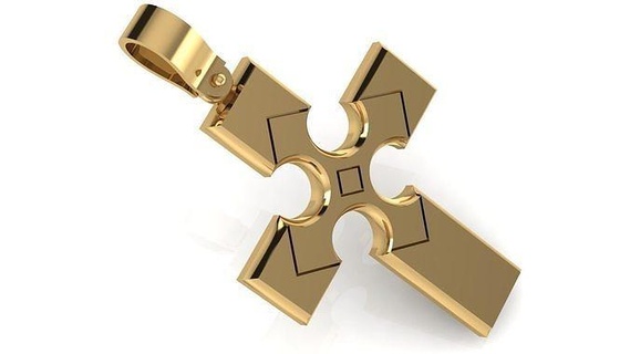 çapraz kolye cr46 sembol kilise din Hıristiyan altın gümüş gül lik ağırlık eski yeni klasik yazdırılabilir 3d cad düşük poli takı 3d print model - Mito3D
