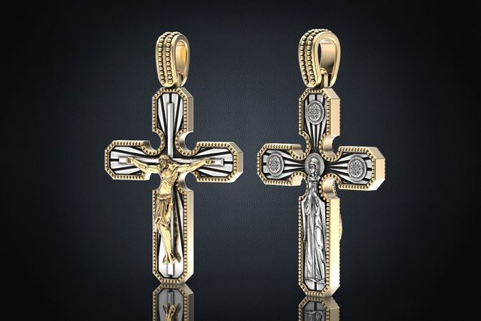 traverser pendentif crucifix 3dprinted conception mode or d'or bijou bijoux impression imprimable prototypage argent pendentifs 3D print model - Mito3D