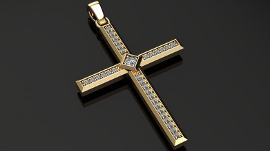 cross pendant diamonds jewelry luxury precious gold printable jewel gem brilliant fashion beauty diamond christ christian religion holy jewellery yurman modern pendants 3d print model - Mito3D