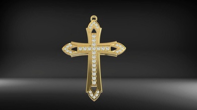 cruz colgante de gemas la joyería el collar moderno religión iglesia plata gem oro los collares religiou objeto imprimible 3d print model - Mito3D
