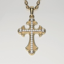 cross pendant gemstones 005 jewelry necklace model 3d printable gold gemstone round stl pendants 3d print model - Mito3D