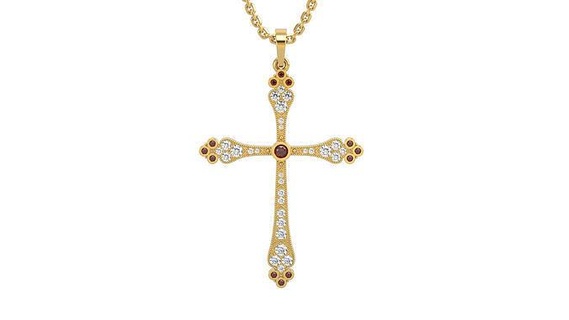 cross pendant n 1 gold printable silver jewelry pendants gift happy fashion beauty ice art necklaces jerusalem jewellery diamond gem 3d print model - Mito3D