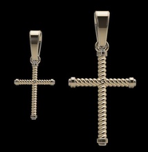 cross pendant rope twist 2 size jewelry necklace dainty antique modern vintage design religious god jesus set women female men fashion trend pendants 3d print model - Mito3D