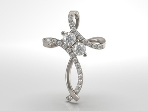 Kreuz Anhänger Twist bereit drucken Schmuck Luxus Design Silber Diamant Ring leuchtenden wertvoll Juwel Platin Edelsteine 3d print model - Mito3D