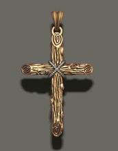 kreuz anhänger holz textur christian gold juwel schmuck halskette halsketten obj wertvoll religion zbrush rechnung hölzern 3d print model - Mito3D