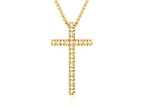 Kreuz Anhänger Halskette Schmuck Diamant Silber Gold Sterling Weiß brillant druckbar Juwel Herz Liebe 3d print model - Mito3D