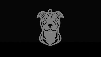 cross pitbull american bull pendant dog chain art head design symbol modern jewelry pendants 3d print model - Mito3D