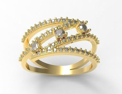 traverser bague bijoux or argent diamant bijou mariage gemme sterling mode prototypage engagem platine goujat engagement anneaux 3d print model - Mito3D