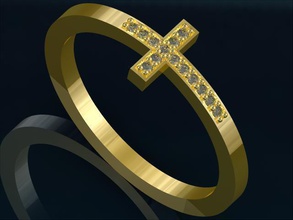 cross ring goldcross 3dcross 3dring 3dcrossring 3djewelry 3d 3dfile religion religious jesus band 3dcrossband fashionband printable silverring prototype gift caddesign jewelry rings 3d print model - Mito3D