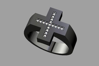 kreuz ring kreuzring symbol design jesus signalisieren bild manring goldring schmuck modern silber juwel druckbar vertrauen sterling unternehmen mode schönheit christian ringe 3d print model - Mito3D
