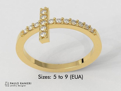 cruzar anillo religioso anillos oro diamante joyería joya Jesús plata religiou objeto imprimible paulorani moda adolescente 3d print model - Mito3D