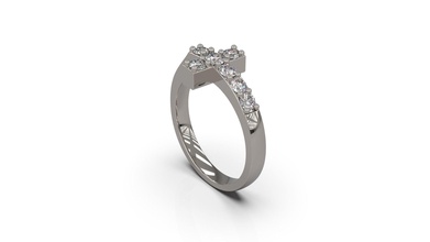 Cruz anel diamante ouro jóia joalheria prata imprimível mulher moda Casamento solitário Saphire rubi engagem jesu cristão argolas 3d print model - Mito3D