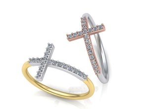 cruz anillo de diamantes diseño delicado 0253 la joyería el diamante plata oro delicados moda imprimible aniversario casados 3dring cad estados unidos canadá europa australia chine los anillos 3d print model - Mito3D