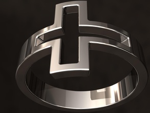 croce anello gioielli simbolo di testo luce religiou oggetto la riflessione anelli 3d print model - Mito3D