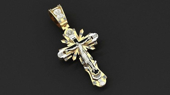 Cruz santos joalheria jóia pendente ícones colares ouro diamante brilhante branco pedra preciosa Jesus joias piedosos imprimível impressão pingentes 3d print model - Mito3D