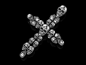 cross skull pendant skul men biker jewelry print 3dprinted jewellery printable design jewel fashion printabl printing prototyping silver pendants 3d print model - Mito3D