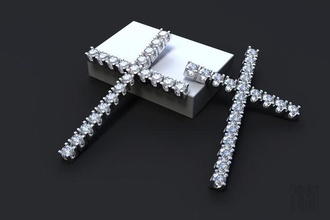 cross stones jewelry jewellery path design gemstone wax printable style fashion print jewel diamonds pendants 3d print model - Mito3D