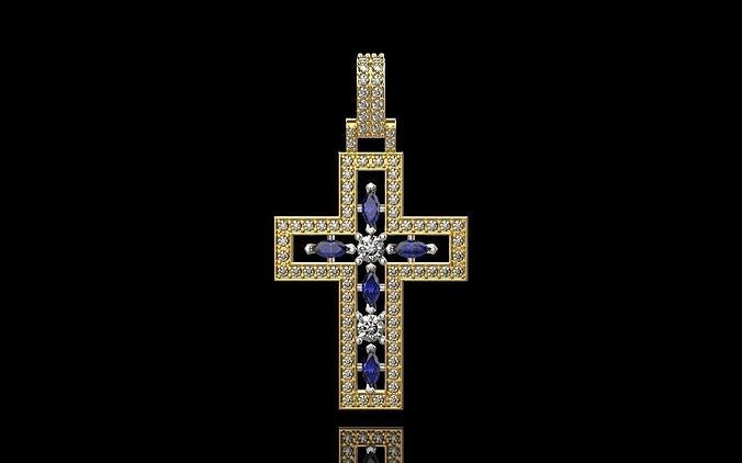 çapraz taşlar takı Hıristiyan din gümüş mücevher jesu yazdırılabilir moda güzellik katedral kilise dindar nesne kolye 3D print model - Mito3D