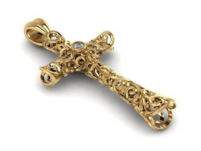 croix t00784 bijoux or joyau gem de la pendentifs 3d print model - Mito3D