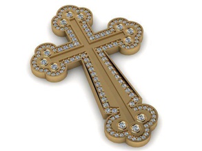 croix t00810 bijoux or joyau gem de la pendentifs 3d print model - Mito3D