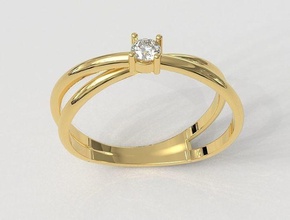 traversée solitaire bague anneaux engagement bijoux mariage traverser bijou argent or diamant 3d print model - Mito3D