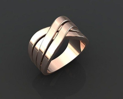 crossover crossover ring woman girl man gold shining 2022 art wedding jewelry rings  3d print model - Mito3D