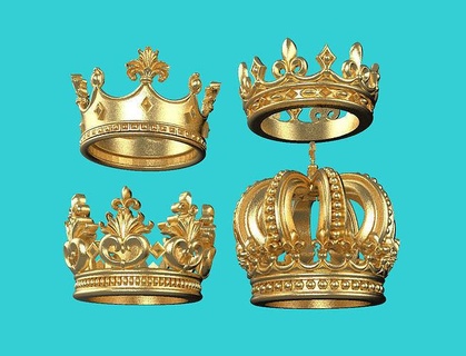coroa rei realeza real monarca imperial trono reino miniaturas coroas arte esculturas joalheria ouro prata anel pingente 3d print model - Mito3D