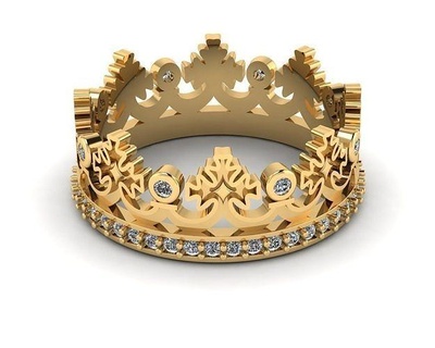 corona cruzar anillo joyería joya oro dorado bodas compromiso Punasaraj diamante anillos 3d print model - Mito3D