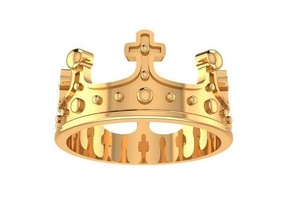 krone kreuz ring schmuck gold silber druckbar diamant juwel hochzeit engagement mode sterling schönheit armband platin ringe 3d print model - Mito3D
