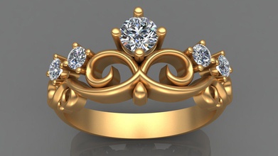taç nişan elmas altın yüzük takı mücevher korona yazdırılabilir parlak küpe kolye kral quenn kadın kız moda marka düğün yüzükler 3d print model - Mito3D