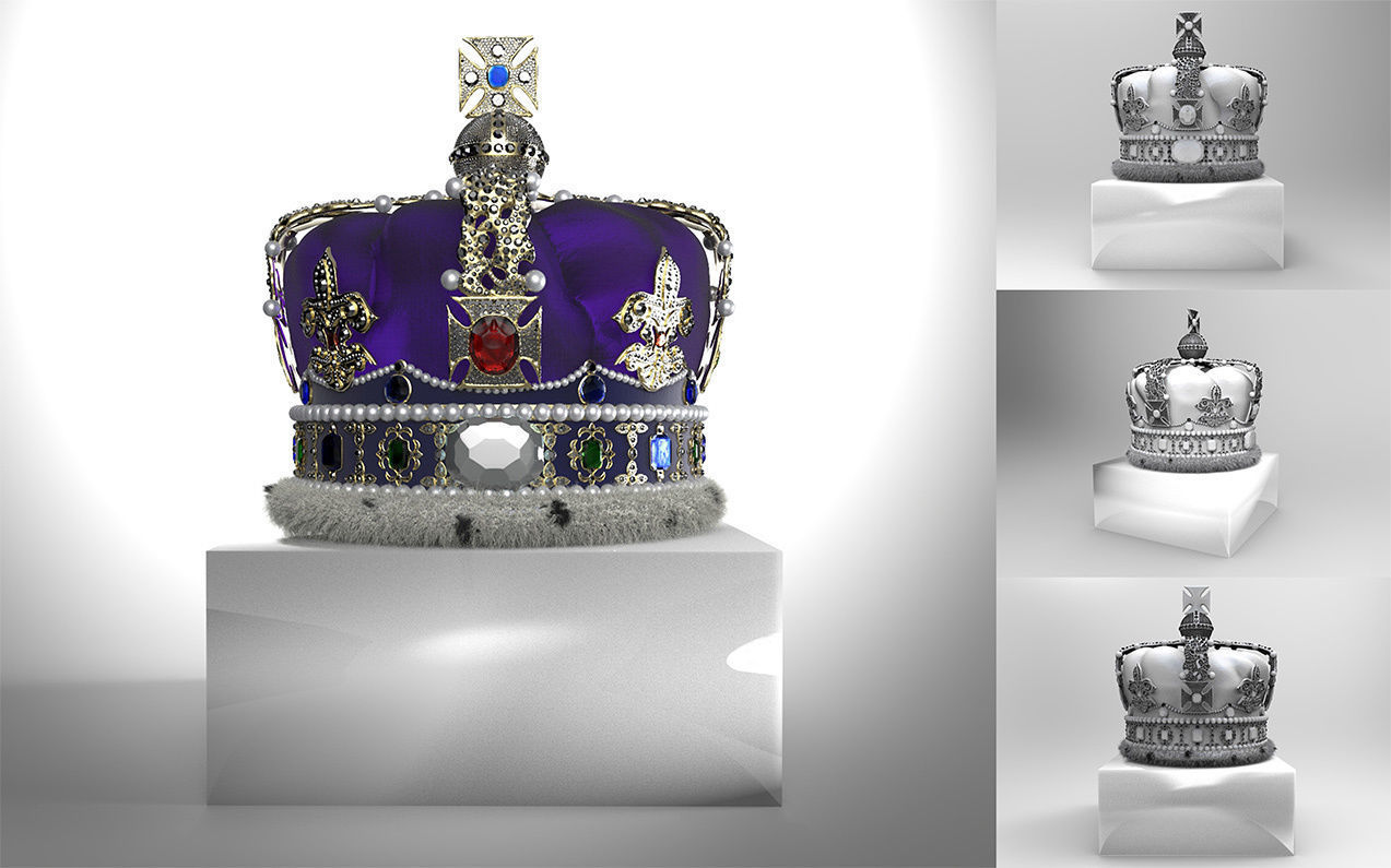 corona of elisabetta ii regina unito regno 3dmodel 3dprint arte umano scolpire scultura sculture muffe muffa gioielleria tiara principessa stampabile diamante 3D print model - Mito3D