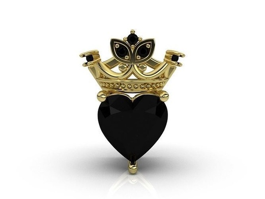 corona cuore pendente retrò platino gemma argento gioielleria ciondoli gioiello brillante anelli diamante squillare antico arte decorazione oro lusso 3d print model - Mito3D