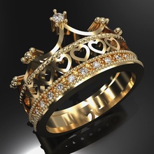 coroa coração anel princesa joalheria moda mulheres noivado tiara argolas delicado brilhante corações precioso rainha diamante rubi esmeralda ouro 3d print model - Mito3D
