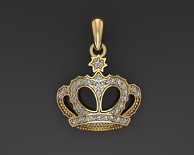 corona pendente diamanti oro diamante gioiello gioielleria roundcut prezioso ciondoli sterlina stampabile argento nozze splendente Fidanzamento brillante gemma collana 3d print model - Mito3D