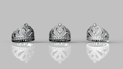 bague couronne reine byreabov diamant princesse prince imprimable or luxe art bijoux anneaux 3d print model - Mito3D