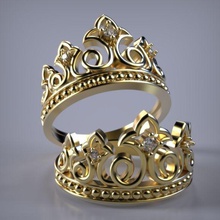 crown ring jewelry silver printable sterling diamond engagem white fashion engagement beauty platinum gold 3dmodel model rhino matrix rings 3d print model - Mito3D