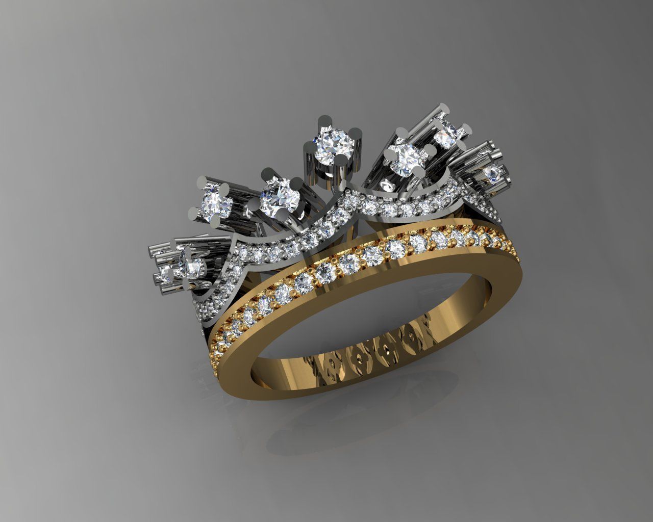 krone ring wertvoll engagement diamant schmuck gold damen mode silber juwel hochzeit ringe 3D print model - Mito3D