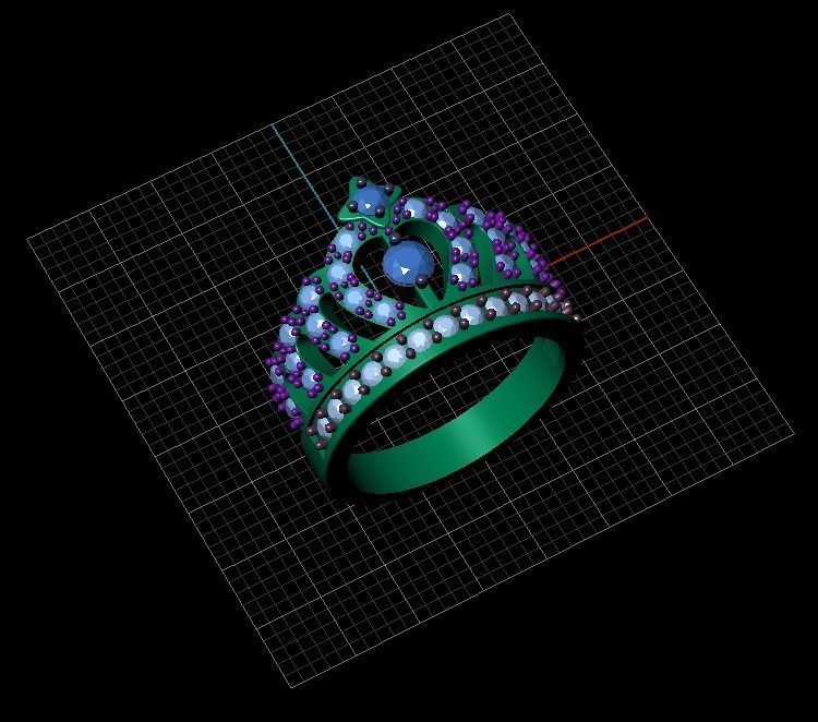 corona anillo joyería joya diamantes colgante pendiente compromiso anillos 3D print model - Mito3D