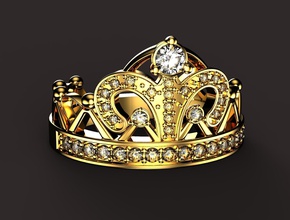 Krone ring Schmuck Kunst Schönheit gold Silber Juwel jewerly Wachs gem Ringe König Prinzessin design genial Diamant-ring Bild status 3d print model - Mito3D