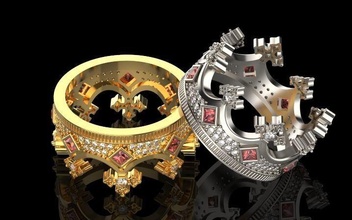 elizabeth couronne bague argent or impression bijoux luxe femmes princesse diamant 3dring imprimable engagement 3dmodel mohamad anneaux 3d print model - Mito3D