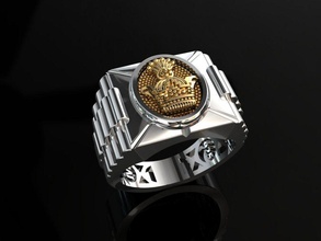 corona anillo rolex joyería joya imprimible plata brillante oro Moda belleza anillos turquesa solitario rubí Boda reloj pulsera 3d print model - Mito3D