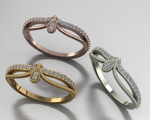 taç yüzük moda KADIN elmas takı yüzükler 3D print model - Mito3D