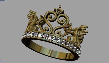 krone ring diamant schmuck mode 3dprint druckbar silber gold ringe 3d print model - Mito3D