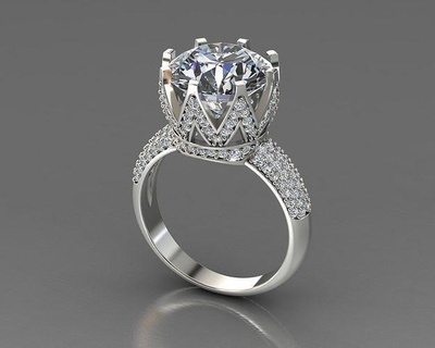 corona anillo reina princesa solitario 5ct joyería joya oro plata diamante Boda compromiso Moda mujer imprimible Estados Unidos anillos 3d print model - Mito3D