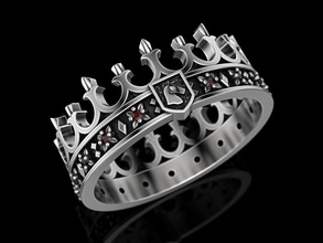 la corona del anillo joyería de rey impresión 3dprinted imprimible los anillos diseño joya oro moda printabl creación prototipos plata 3d print model - Mito3D
