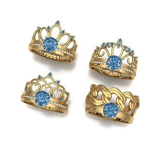 coroa anel ouro joalheria luxo decoração acessório diamante gema moda prata platina argolas 3d print model - Mito3D